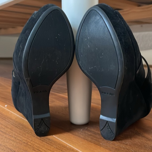 Prada Black Suede Platform Wedges Excellent Condition - Picture 5 of 6
